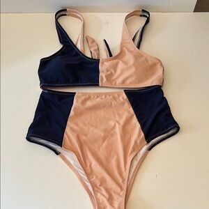 Two-Tone Navy and Peach Women's Swimsuit